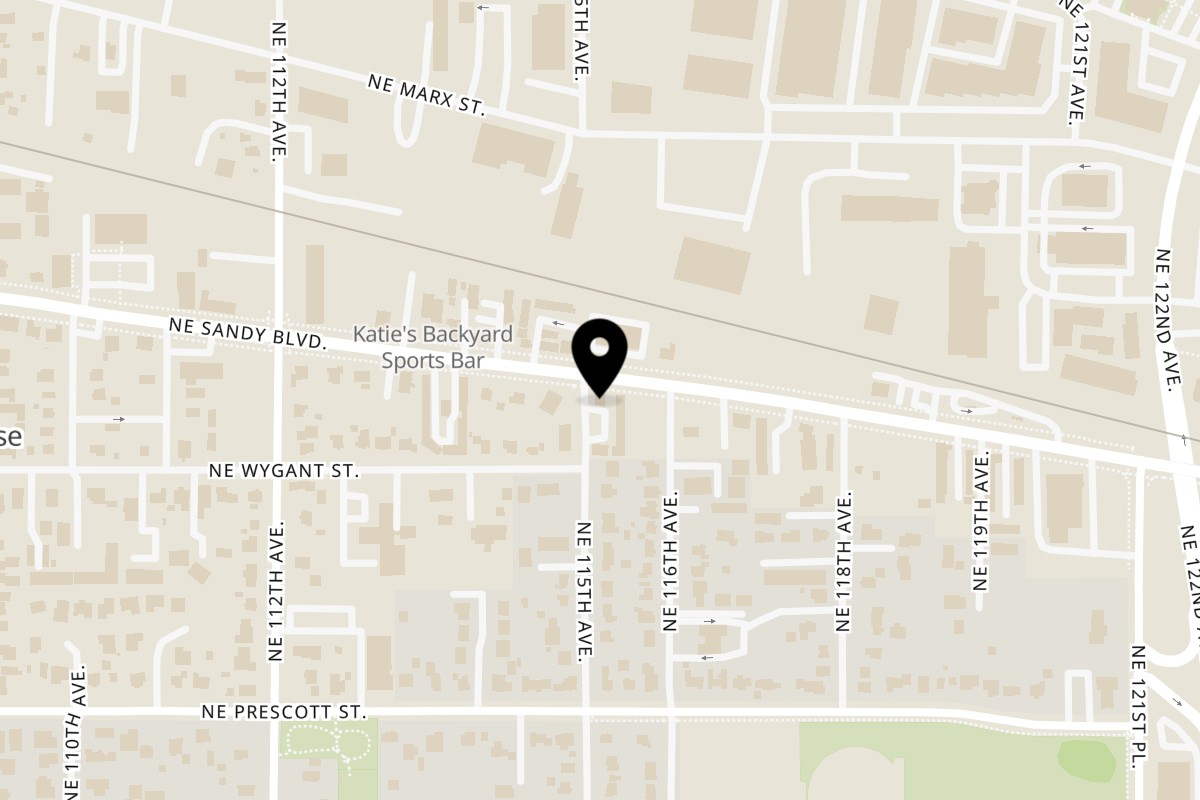 Map showing the location of Taquería & Mezcaleria El Gordito on 11516 NE Sandy Blvd in Portland